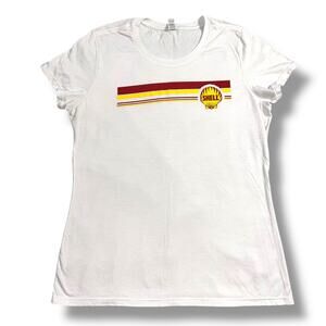 District Womens Perfect Tri T Shirt Graphic Print Shell Gas Station Retro Large